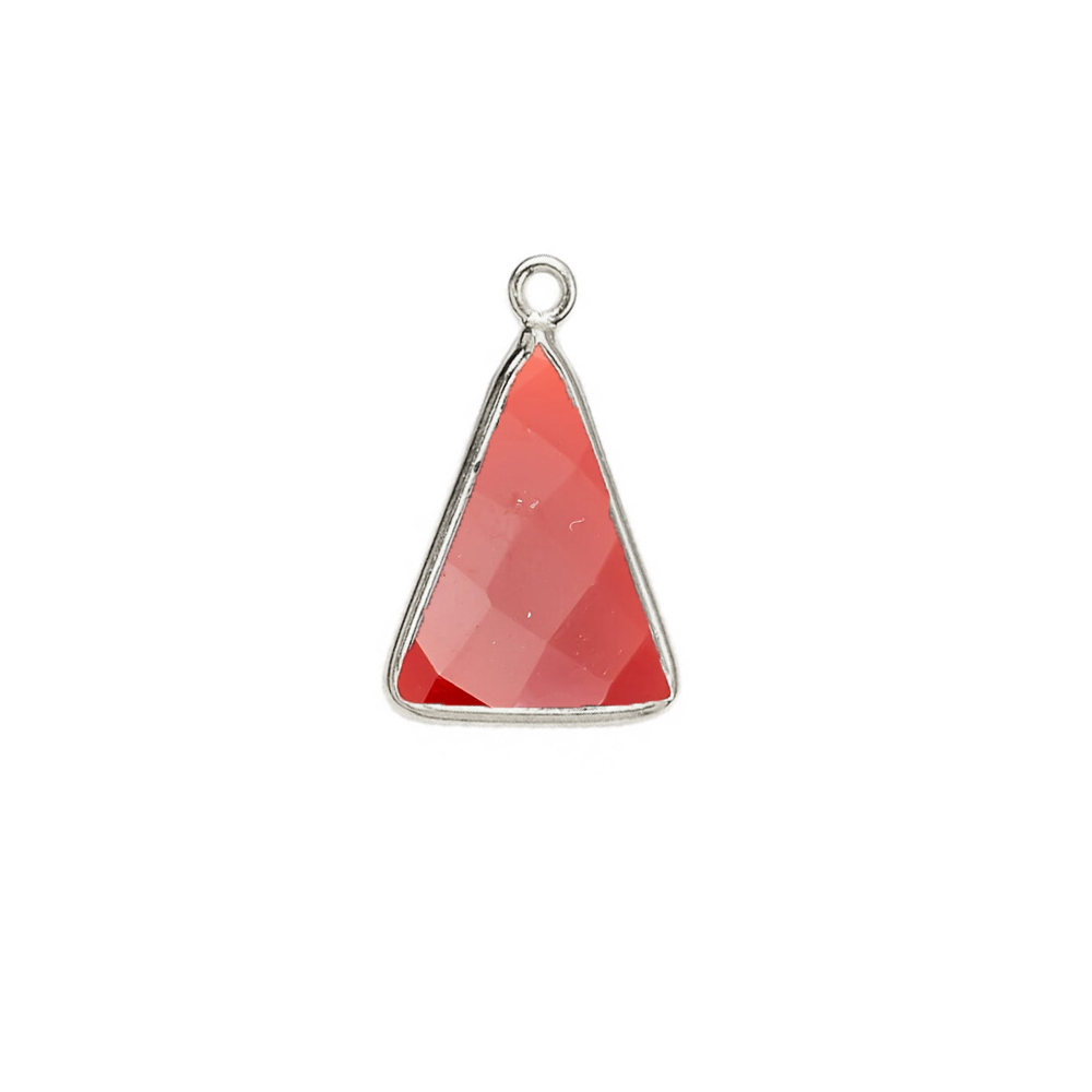 Red Agate Gemstone 10x15mm Triangle Shape Gold Vermeil Bezel set Charm