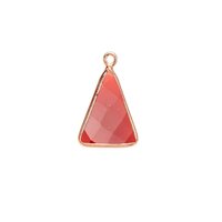 Red Agate Gemstone 10x15mm Triangle Shape Gold Vermeil Bezel set Charm