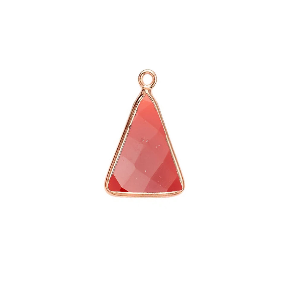 Red Agate Gemstone 10x15mm Triangle Shape Gold Vermeil Bezel set Charm