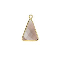 Smoky Quartz Gemstone 10x15mm Triangle Shape Gold Vermeil Bezel set Charm