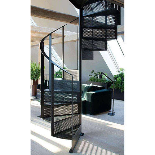 Black Perforated Round Staircase