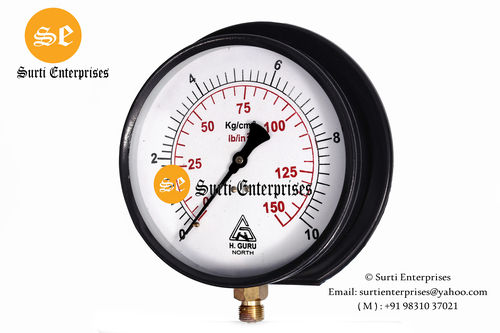 Pressed Steel Pressure Gauge 6 Inch 0-10 Kg