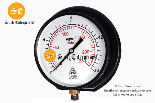 Pressed Steel Pressure Gauge 6 Inch 0-16 Kg