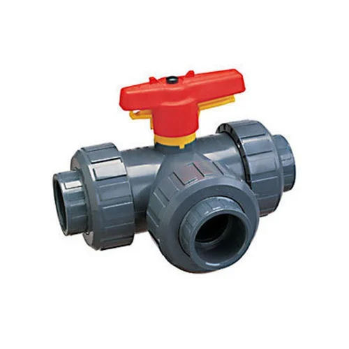 Grey-Red Double Union Pvc Ball Valve