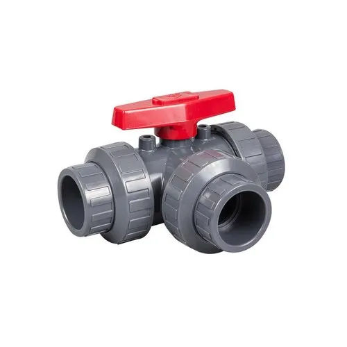 Grey-Red Manual Upvc Three Way Ball Valve