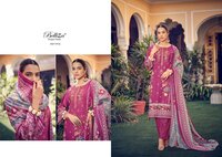 Pure Cotton Unstitch Suit With Self Embroidery