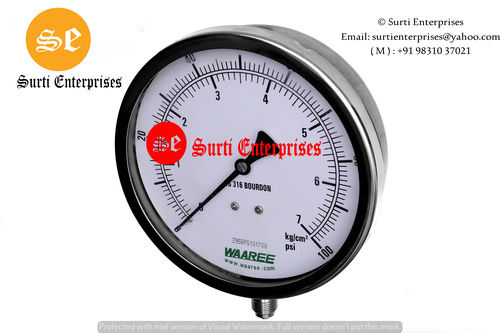 Stainless Steel Pressure Gauge  6 Inch 0-7 Kg