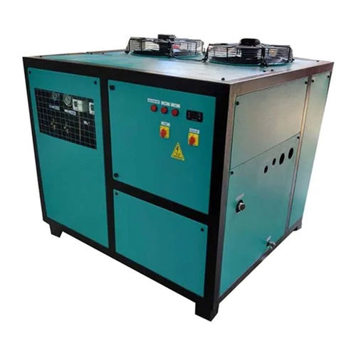 Plastic Process Chilling Plant - Copper Cooling Coil, Dimensions 0.8x0.6x0.8 M, Blue Color | 1/2 HP Refrigeration Motor, 10 LPM Water Flow Rate, 1 Year Warranty, 68 Noise Control