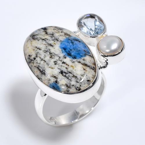 Gemstone 925 Sterling Silver Three Stone Ring