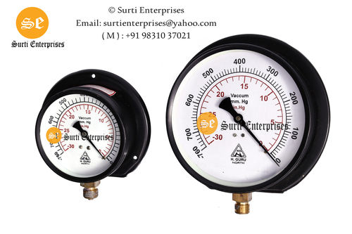 Pressed Steel Vacuum Pressure Gauge 4 Inch Dial