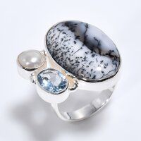 Natural Dendrite Opal Amethyst Gemstone 925 Sterling Silver Ring Size US 7 Women Fashion Ring Exporter