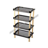 Small 4 Tier Shoe Rack - Color: Brown