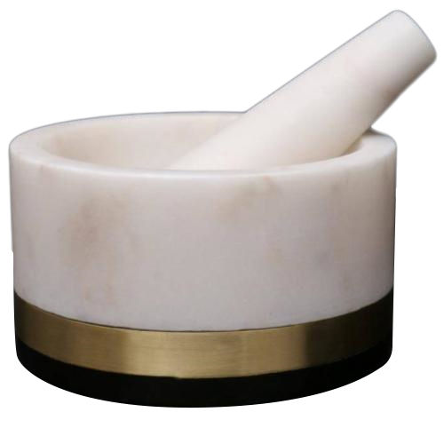 B-W Marble And Gold Finish And Pestle Set