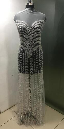 Fancy Beaded front and back panel dress fabric