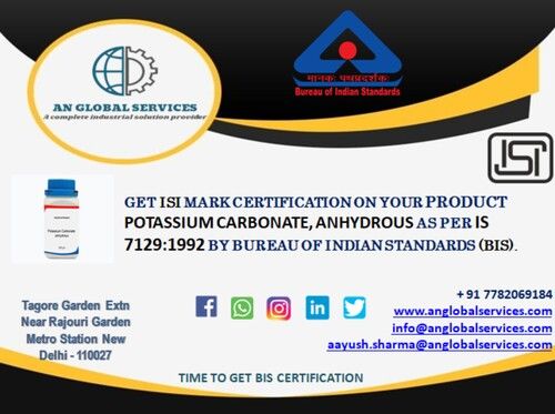 Potassium Carbonate Anhydrous ISI Certification