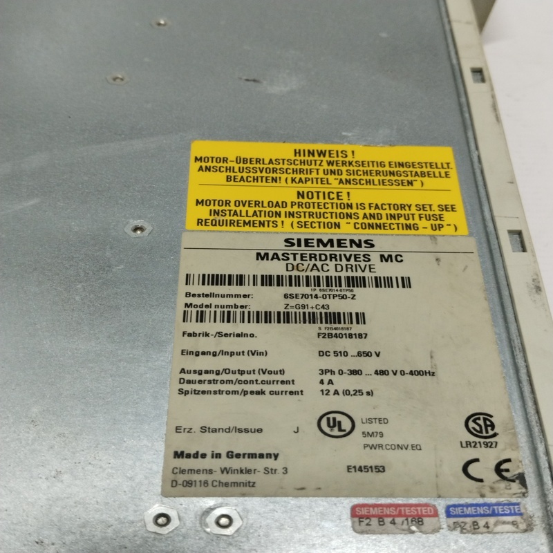 SIEMENS 6SE7014-0TP50-Z SIMOVERT MASTERDRIVES MOTION CONTROL
