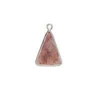 Strawberry Quartz Gemstone 10x15mm Triangle Shape Gold Vermeil Bezel set Charm