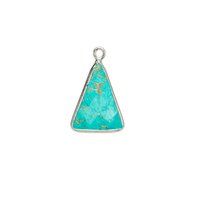 Turquoise Gemstone 10x15mm Triangle Shape Gold Vermeil Bezel set Charm