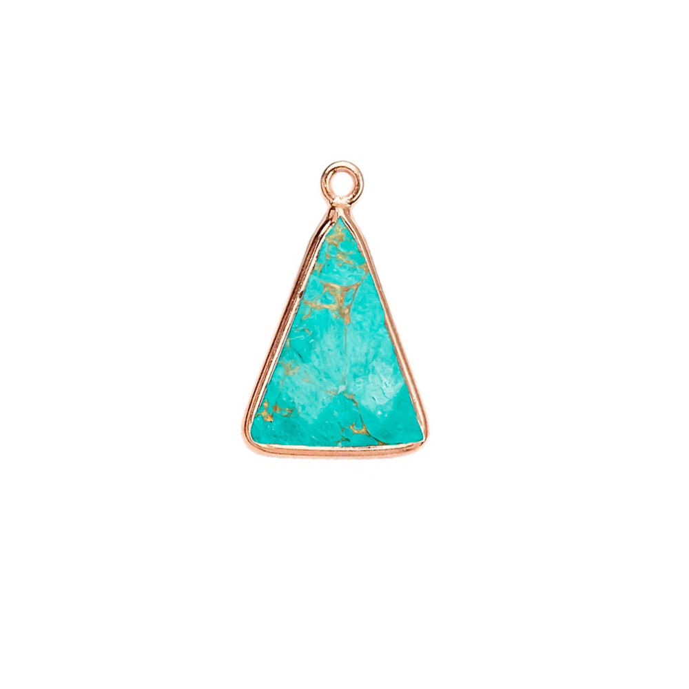 Turquoise Gemstone 10x15mm Triangle Shape Gold Vermeil Bezel set Charm