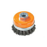 Twisted Wire Cup Brush - Plastic Material, Center Hole Attachment, Cup Shape Design, Orange Color | Industrial Usage Packaging In Box