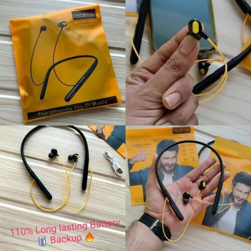 Black Realme Buds 7 Wireless Neckband