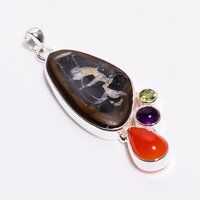 925 Sterling Silver Multi Stone Pendant Natural Dendrite Opal Gemstone Women Fashion Pendant Supplier