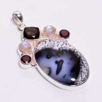 925 Sterling Silver Multi Stone Pendant Natural Dendrite Opal Gemstone Women Fashion Pendant Supplier