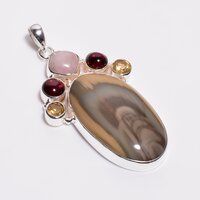 925 Sterling Silver Multi Stone Pendant Jasper Gemstone Girl Fashion Pendant Supplier