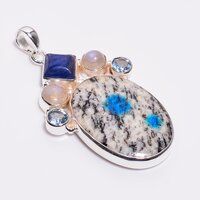 925 Sterling Silver Multi Stone Pendant Septarian Gronate Gemstone Girl Fashion Pendant Exporter