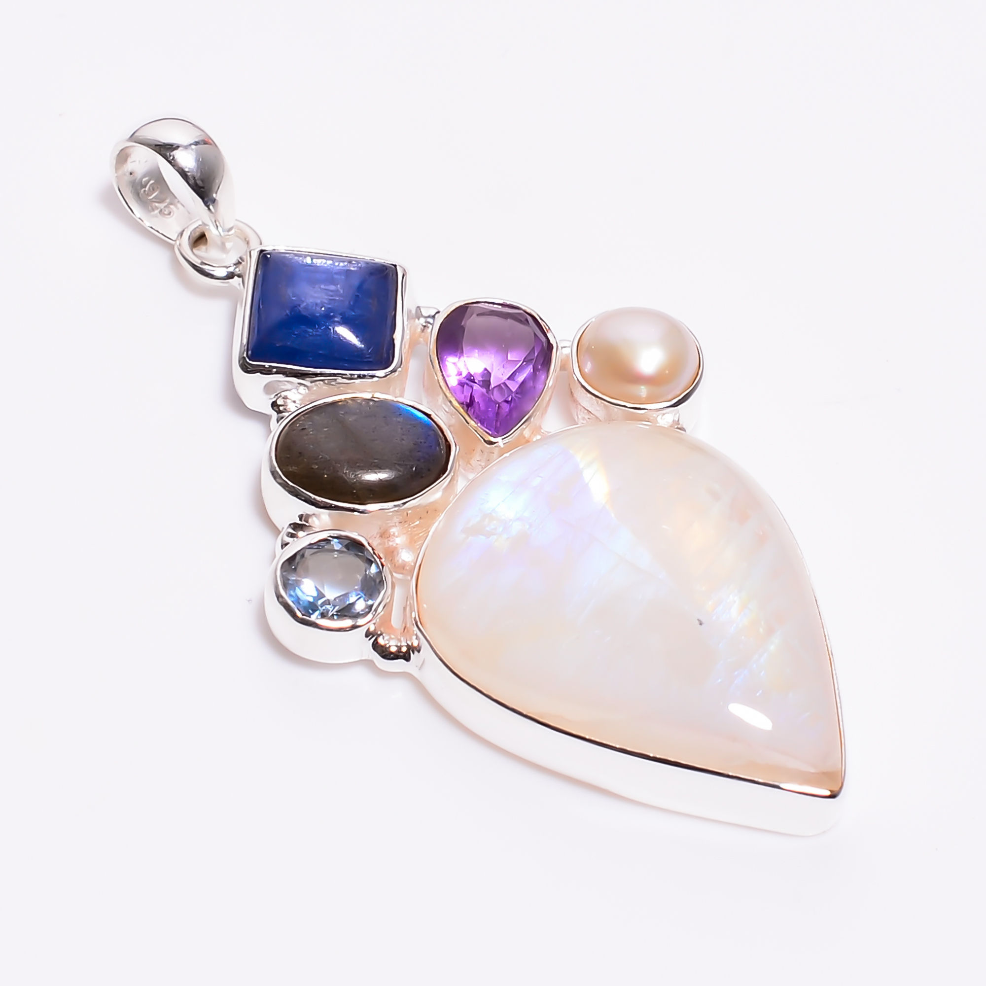 925 Sterling Silver Multi Stone Pendant Charoite Gemstone Women Fashion Pendant Exporter