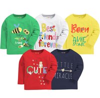 Boys Full Sleeve T-Shirt - Cotton, 3 Months to 4 Years, Multicolour Printed | Stylish Long Sleeves, Relaxed Fit, Versatile for Layering