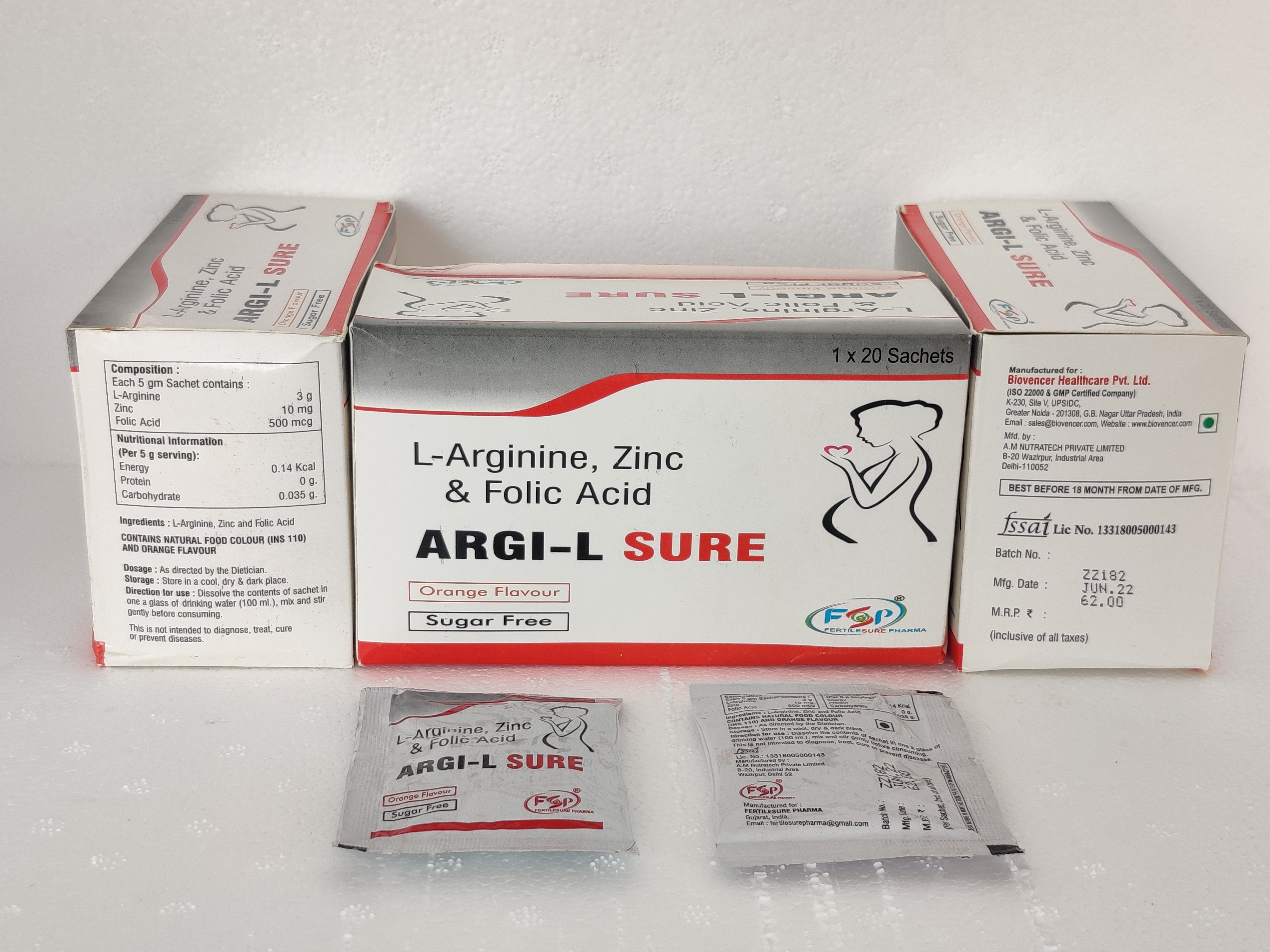 L Arginine Zinc And Folic Acid Sachet