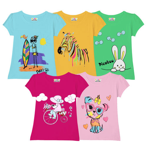 Tshrt115 Kuchipoo Girls Fit Cotton T Shirt Age Group: 12 Moths To 10 Years