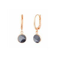 Black Onyx Gemstone 10mm Round Shape Bezel Set Gold Vermeil Hoop Earrings