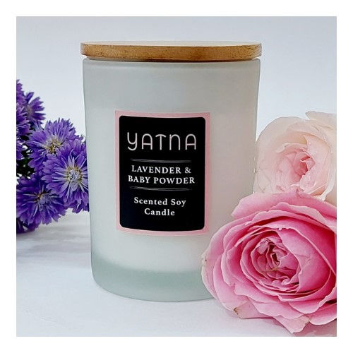 Yatna Lavender and Baby Powder Scented Natural Wax Glass Jar Candle