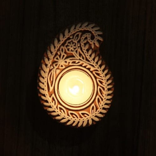 Koyri/ Paisley Wooden Block Tea Light Candle Holders