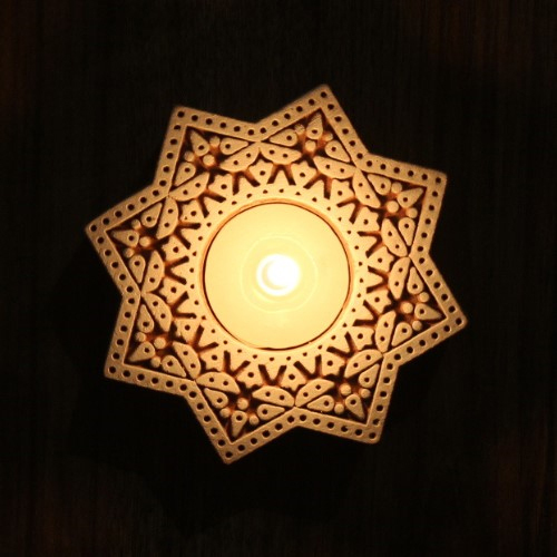Brown Wooden Block Tea Light Candle Holders Octagon at Best Price in