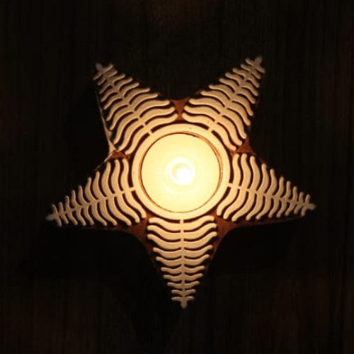 Star Wooden Block Tea Light Candle Holders