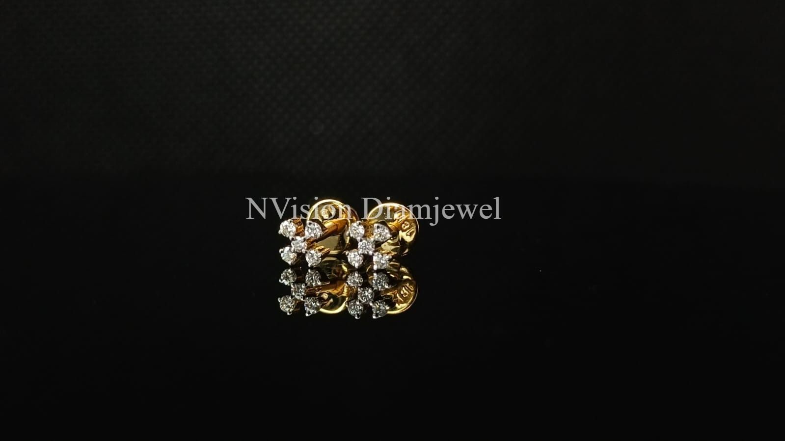 Natural Diamond Yellow Gold Baby Kids Earrings