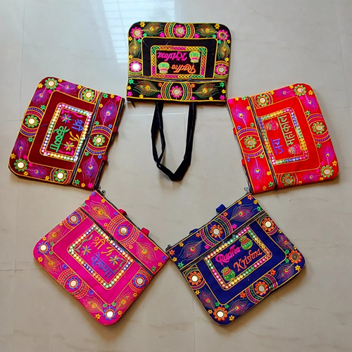 13 x 17 inch Radhe Sat Kach Embroidered Fashion Bag