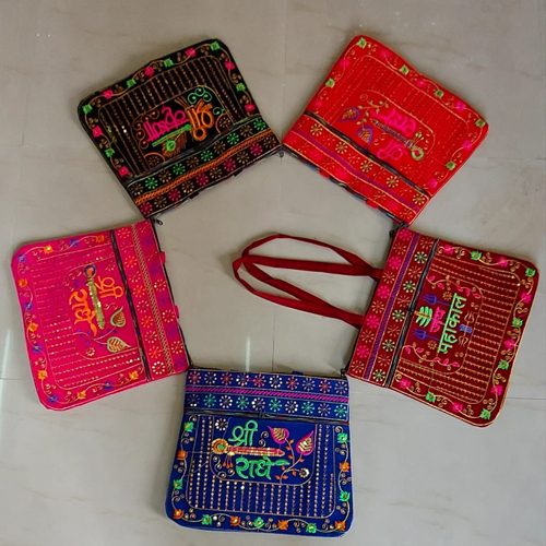 13 x 17 inch Radhe Sequence Embroidered Fashion Bag