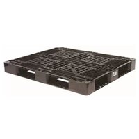 Shipping Plastic Pallet - Hdpe, 1100x1100x150 Mm, Double Deck, Gray/green/blue/black/white | 4-way Entry, Dynamic Load 1000 Kg, Static Load 3000 Kg, Perforated Design