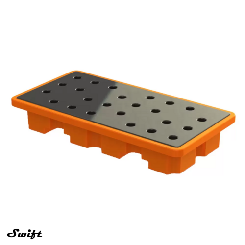 DSCP-SL2 2 Drum Spill Containment Pallet Single Wall Chemical & Oil Spill Control Pallet