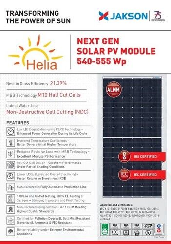 Monocrystalline Silicon Jackson Next Gen 550Wp Solar Panel