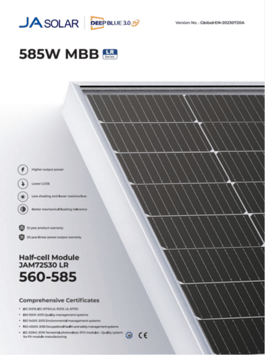 Monocrystalline Ja Solar 580 Wp Mono Half Cut Pv Module