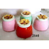 2546 Dry Fruit Bowl with Lid - Pot Shape 3.75x3.75x4 Inch Multicolor Design for Elegant Storage and Presentation