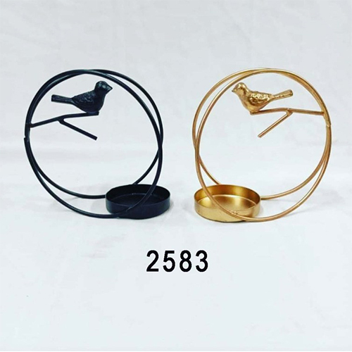 Black/Golden 2583 Bird Candle Holder