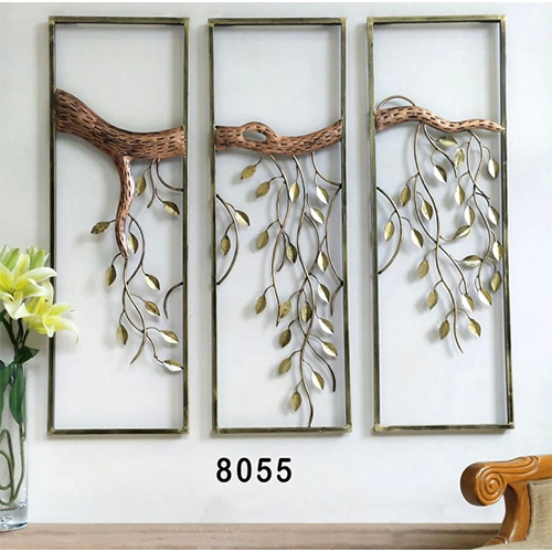 8055 Leaves Frame Metal Wall Art Set Of 3 Size: 14X36 Inch