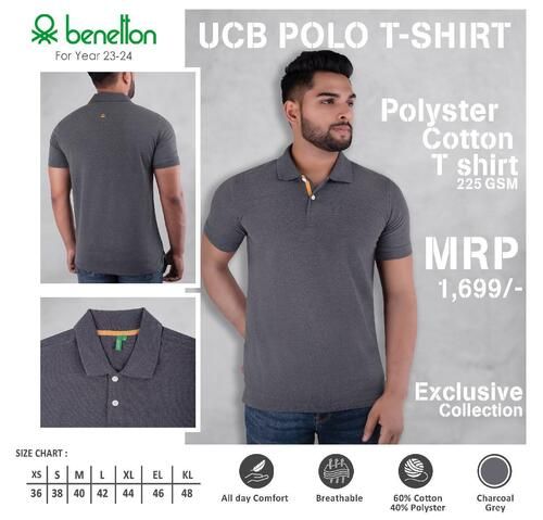 UCB CHARCOAL GREY POLYSTER COTTON  T-SHIRT