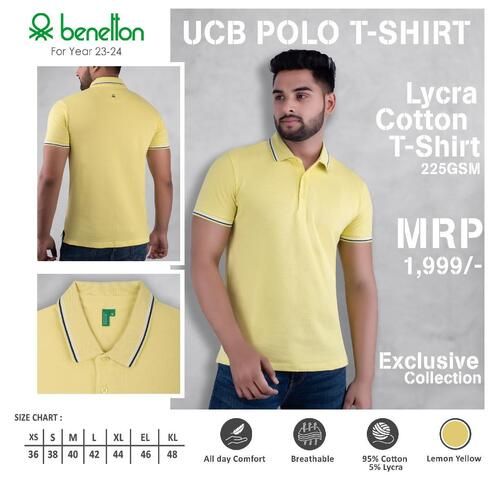 UCB LEMON YELLOW LYCRA COTTON  T-SHIRT